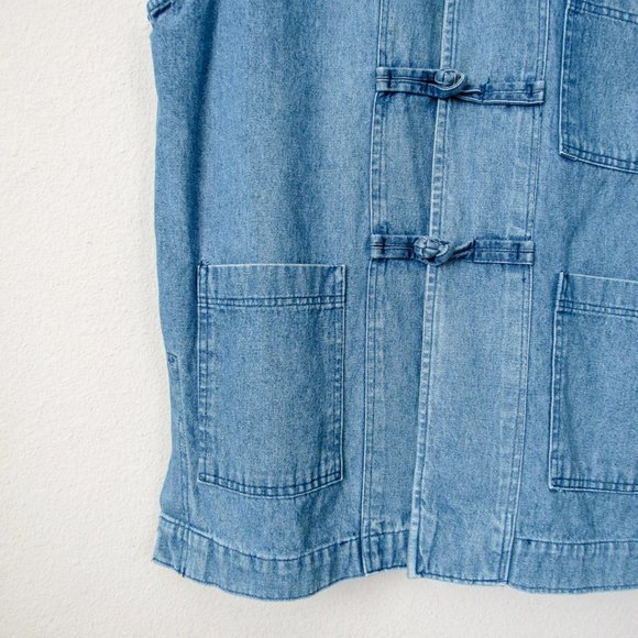 Vintage 1990s Denim Jean Vest Jacket Utility - Picture 5 of 8